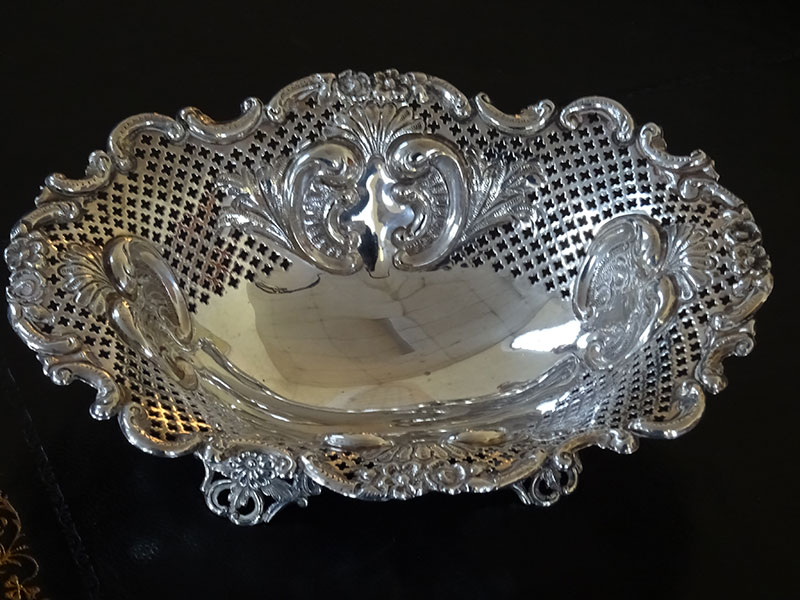 Victorian pierced and embossed silver bowl